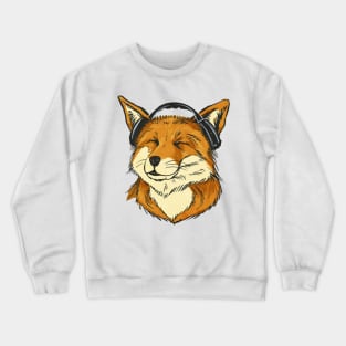 Fox listening to Music Crewneck Sweatshirt